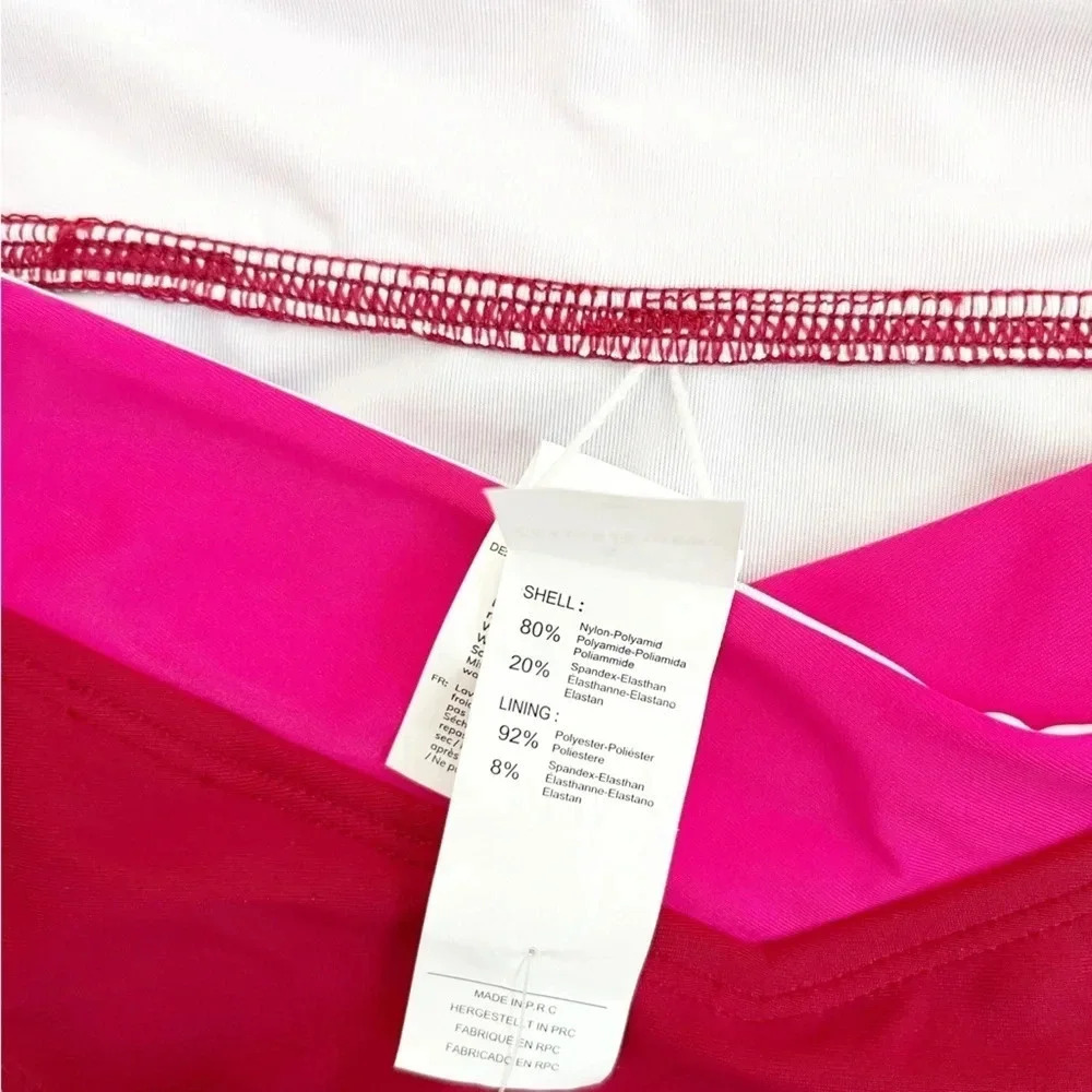 NWT Cupshe Colorblock Hidden Wonders Top XS & V-Front Bikini S Bottom Barbiecore - Picture 7 of 11